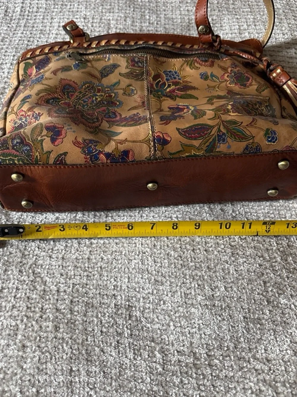Patricia Nash Floral Printed Shoulder Bag in Tan, Gold and Brown